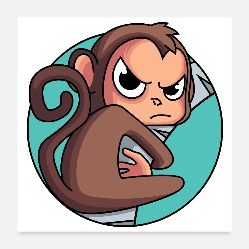 Monkey driven up the wall Poster 24" x 24" (60x60 cm)