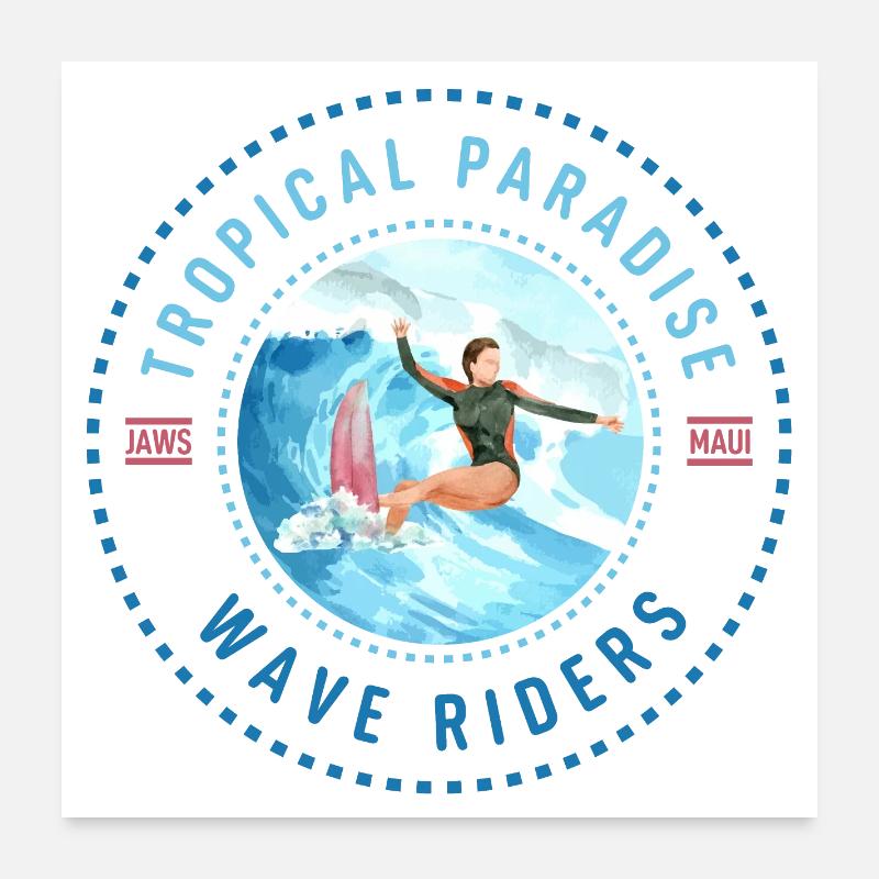 Tropical Paradise Wave Riders Poster 60 x 60 cm