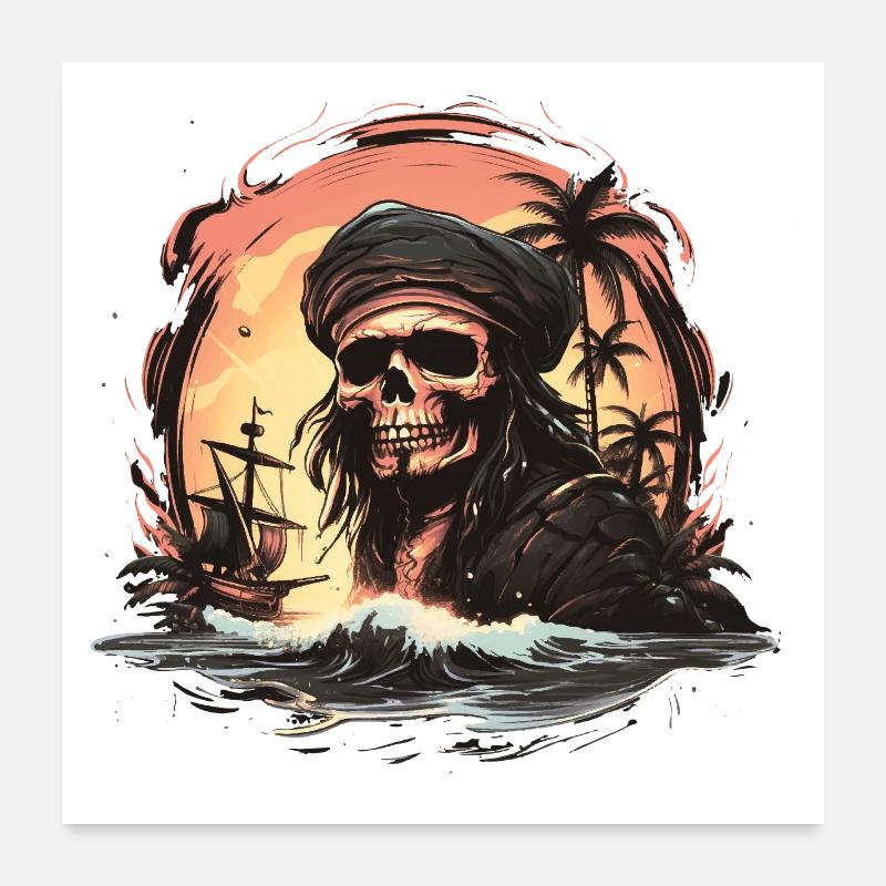 Skull Pirate Poster 24" x 24" (60x60 cm)