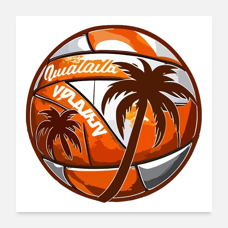Beach Volleyball mit Palmen Poster 60x60 cm