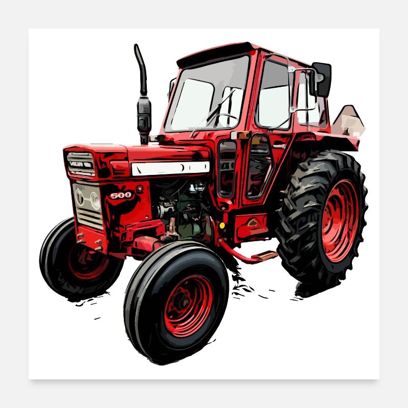 Traktor BM T 500 - Poster 60x60 cm - Weiß