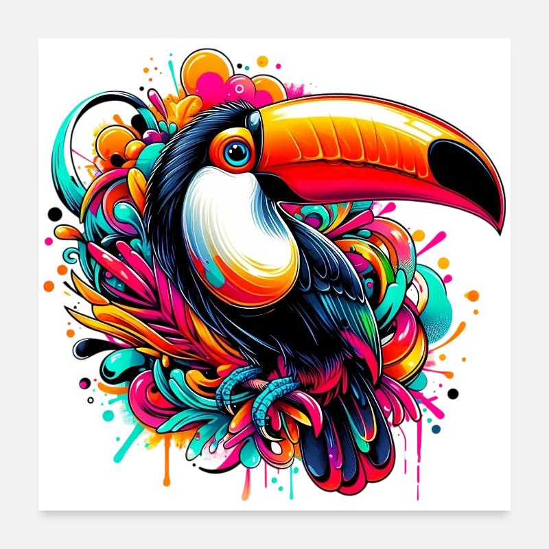 Tukan - Poster 60x60 cm - Weiß