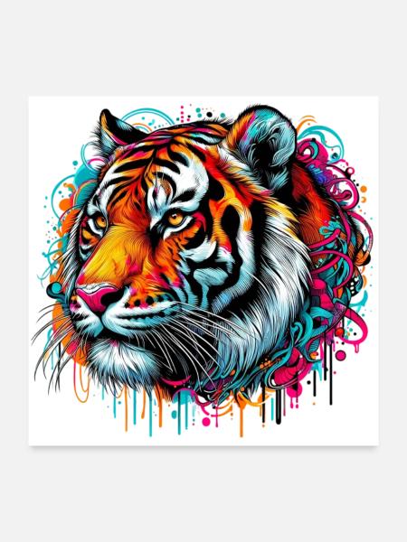 Tiger - Poster 24" x 24" (60x60 cm) - white - Front