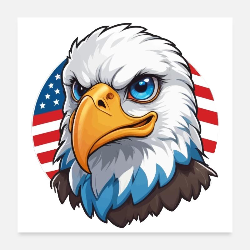 Drapeau des États-Unis Eaglehead Bald Eagle Poster 60 x 60 cm