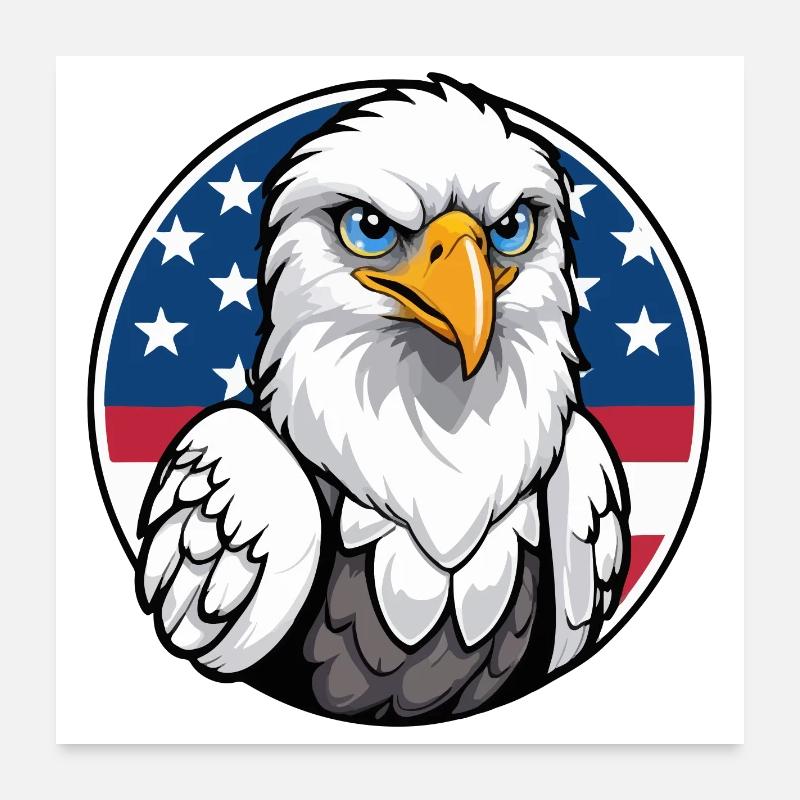États-Unis et USA Eagle Poster 60 x 60 cm