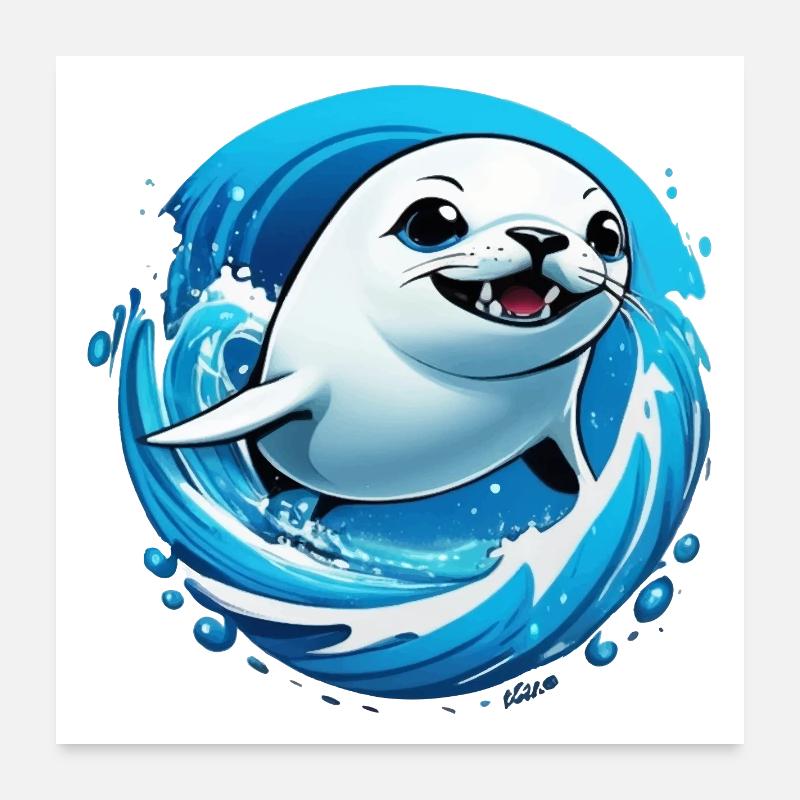 Robbe Robben Meer Poster 60x60 cm