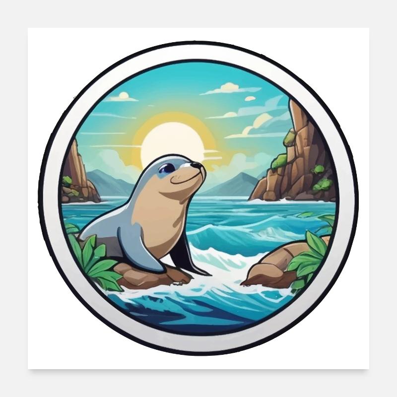 Small seal on the coast Poster 24" x 24" (60x60 cm)
