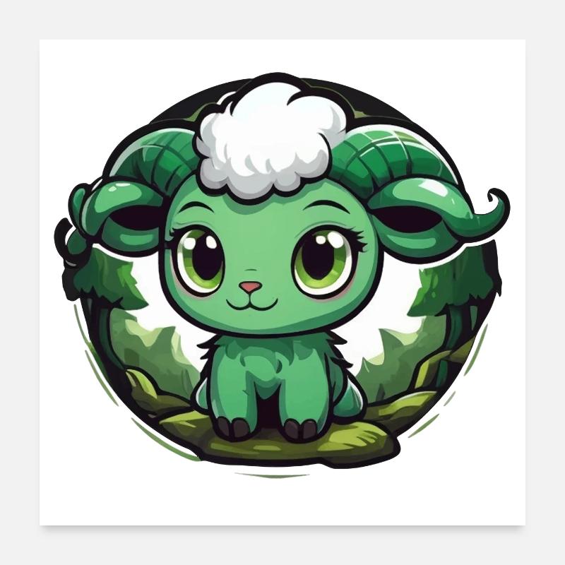 Ram Lamb Goat Goat in the Forest Poster 24" x 24" (60x60 cm)