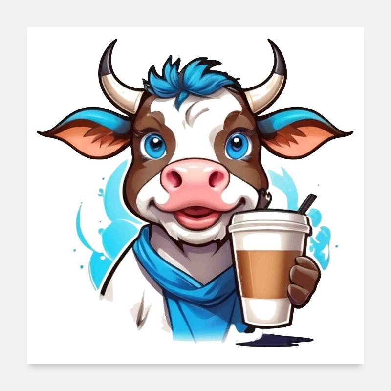 Vache à café Poster 60 x 60 cm