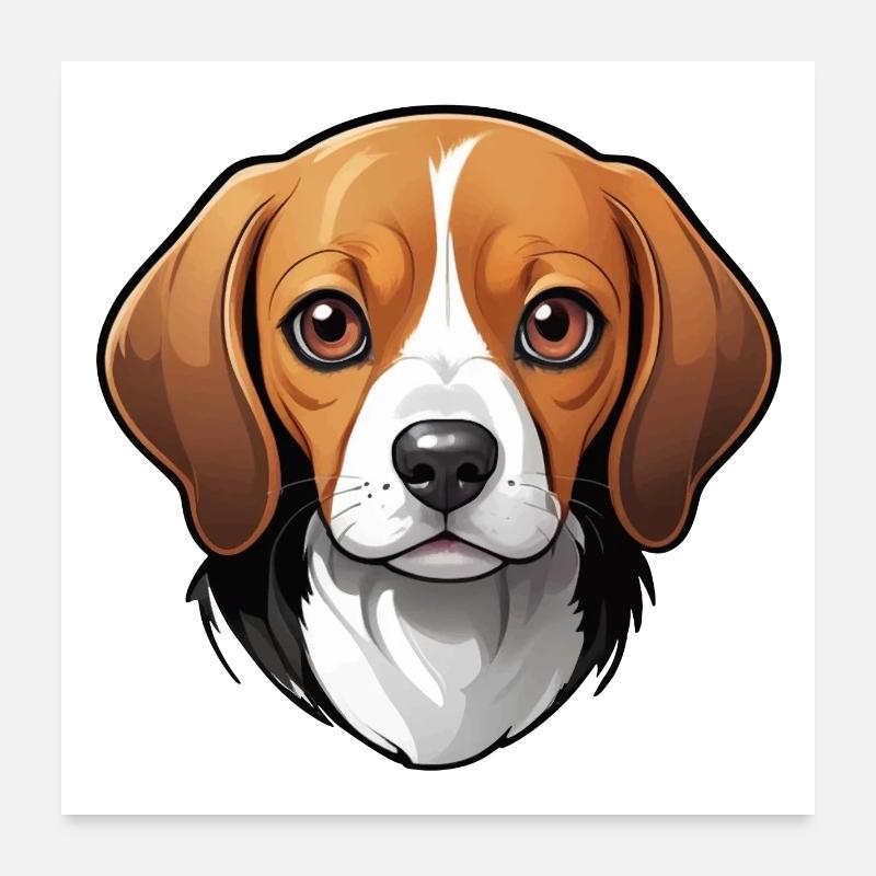 Adorable Beagle - Poster 60x60 cm - Weiß