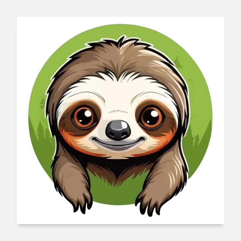 Lazy Tree Sloth Poster 60x60 cm