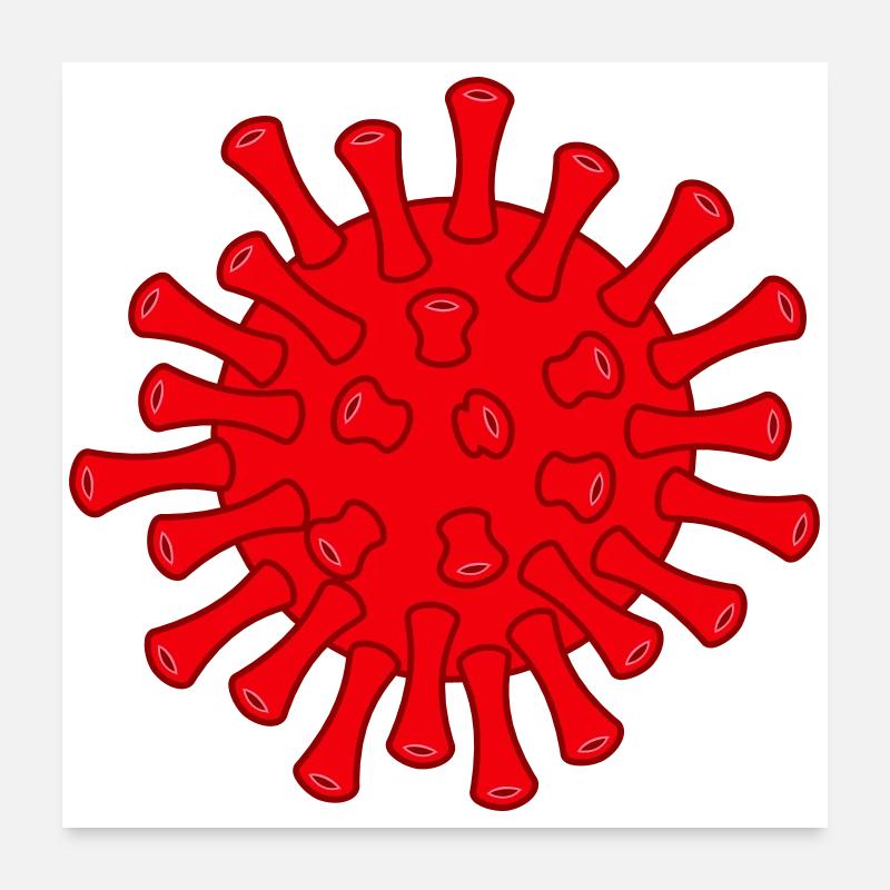Illustration de la molécule rouge Covid Poster 60 x 60 cm