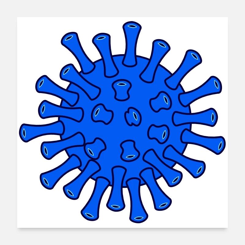 Blue Covid Molecule Illustration Poster 24" x 24" (60x60 cm)