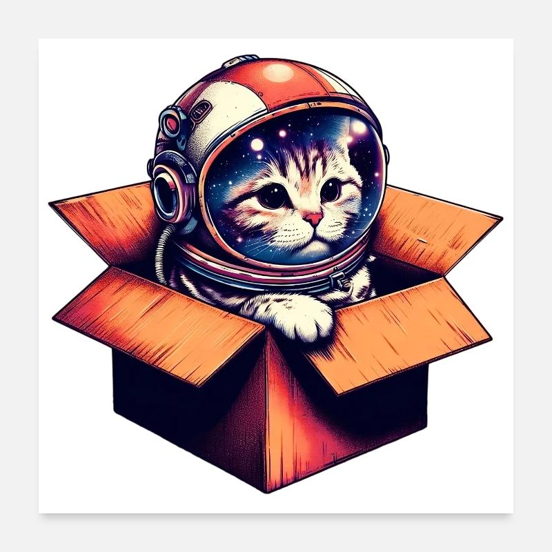 Chat astronaute Poster 60 x 60 cm