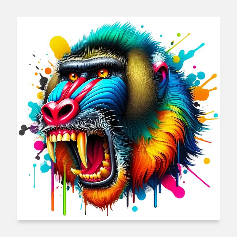 Singe Mandrill Poster 60 x 60 cm