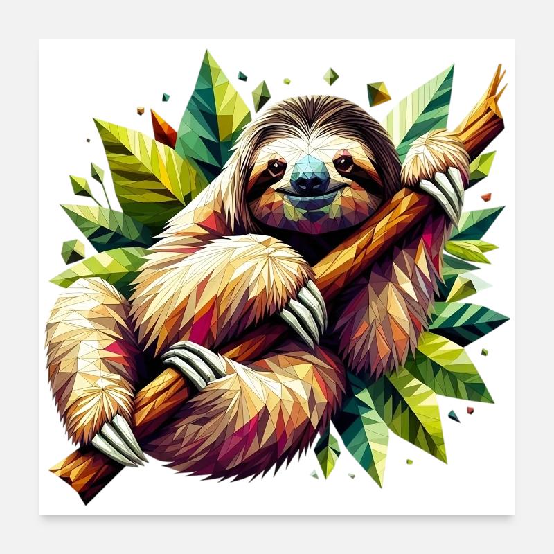 Polygonal sloth Poster 24" x 24" (60x60 cm)