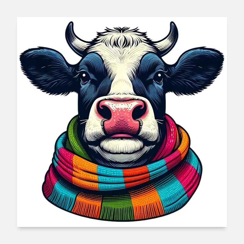 Kuh - Poster 60x60 cm - Weiß