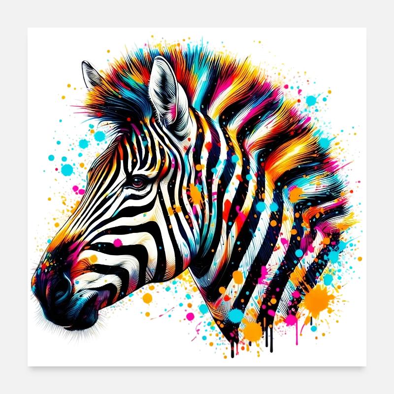 Zebra - Poster 60x60 cm - Weiß