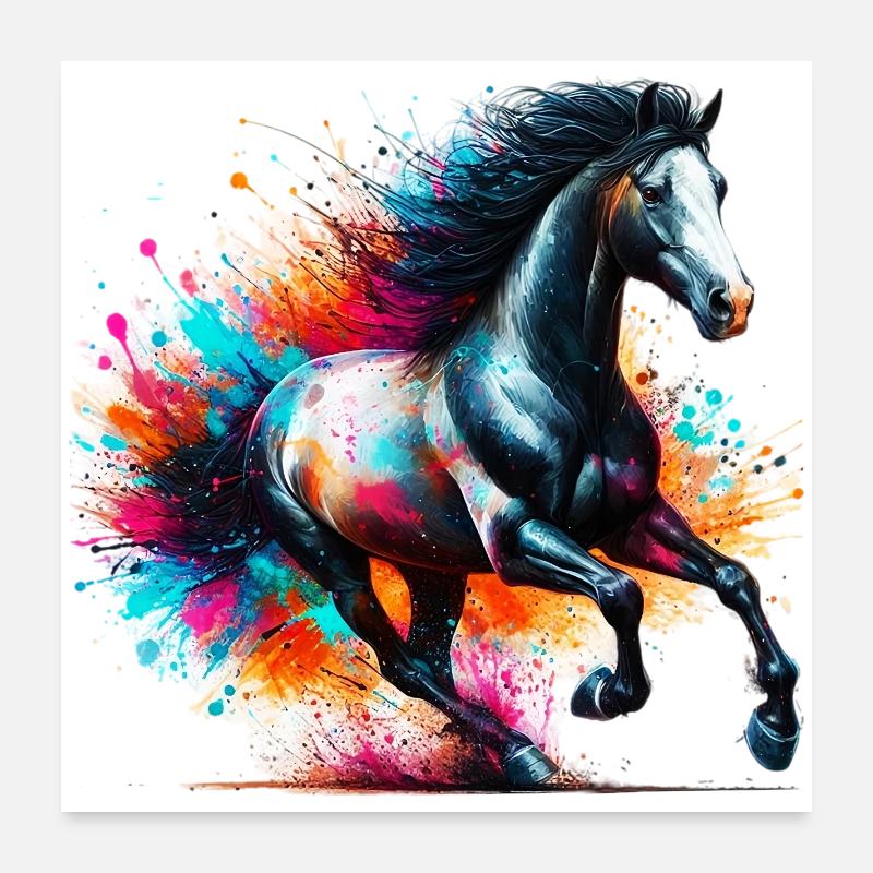 Cheval - Poster 60 x 60 cm - blanc