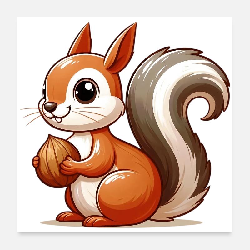 Eichhörnchen - Poster 60x60 cm - Weiß