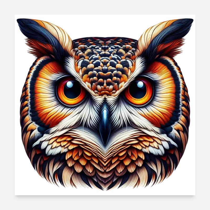 Eule - Poster 60x60 cm - Weiß