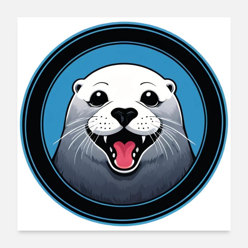 Fröhliche Robbe Poster 60x60 cm