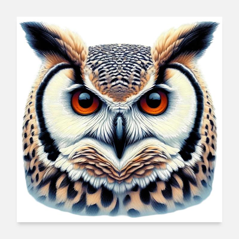 Eule - Poster 60x60 cm - Weiß