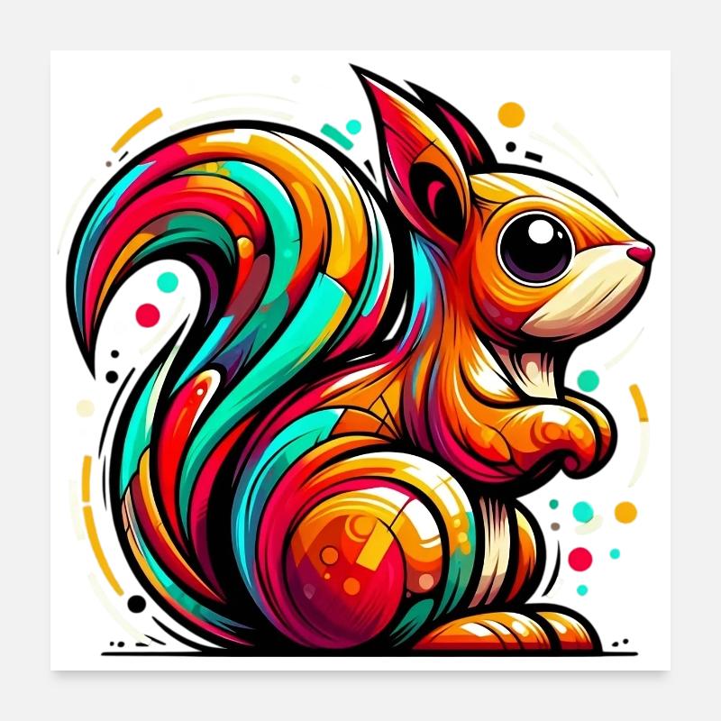 Eichhörnchen - Poster 60x60 cm - Weiß