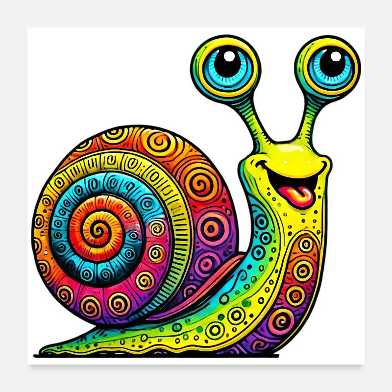 Schnecke - Poster 60x60 cm - Weiß