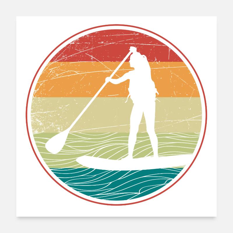 SUP Sunset Vibes - Poster 60x60 cm - Weiß