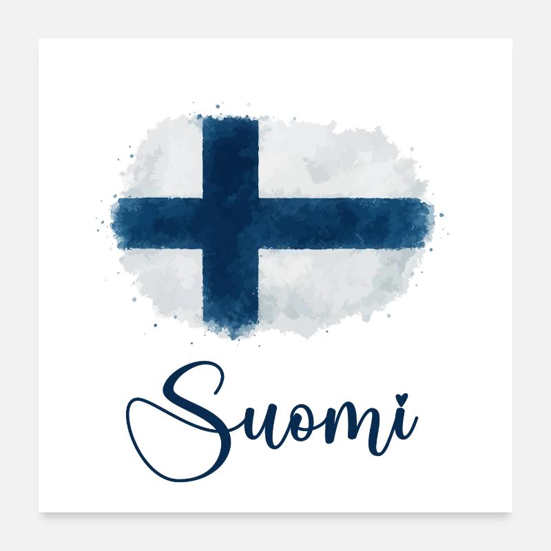Drapeau de la Finlande Poster 60 x 60 cm