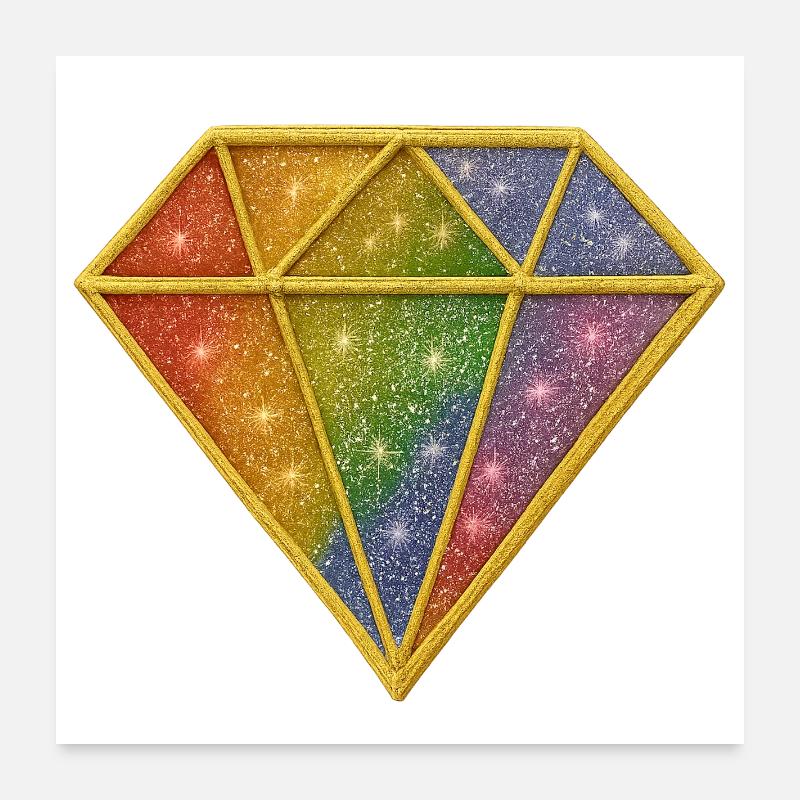 Patch diamant pailleté arc-en-ciel Poster 60 x 60 cm