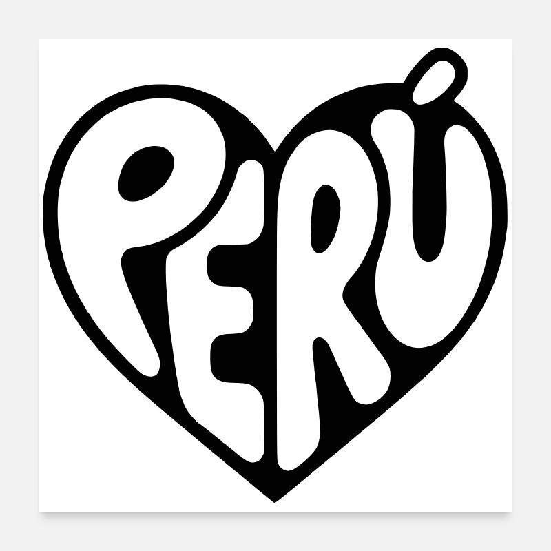 Peru Heart Typography Poster 24" x 24" (60x60 cm)