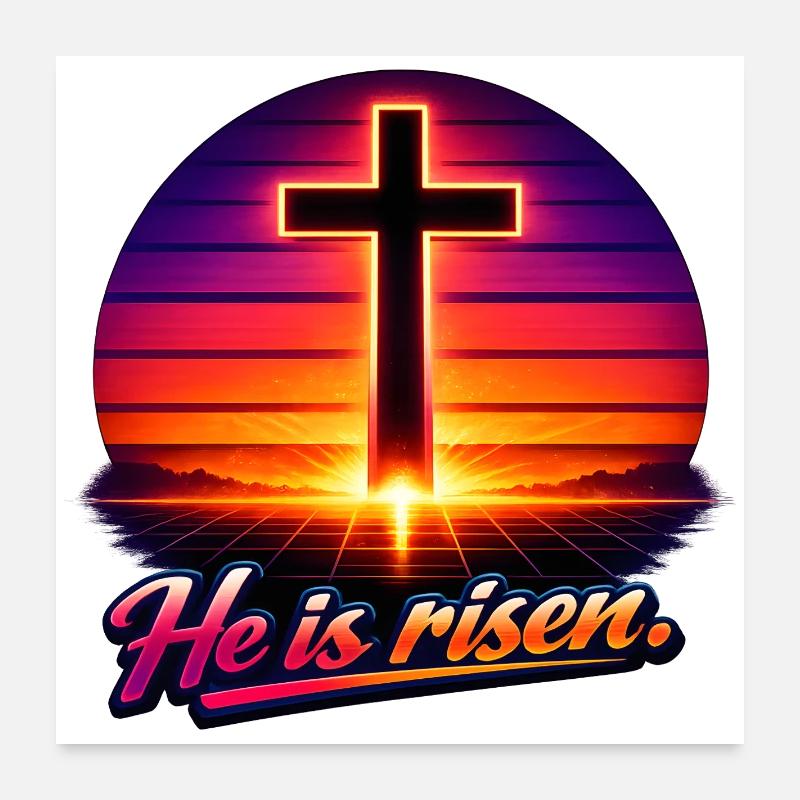 he is risen retro Poster 60x60 cm