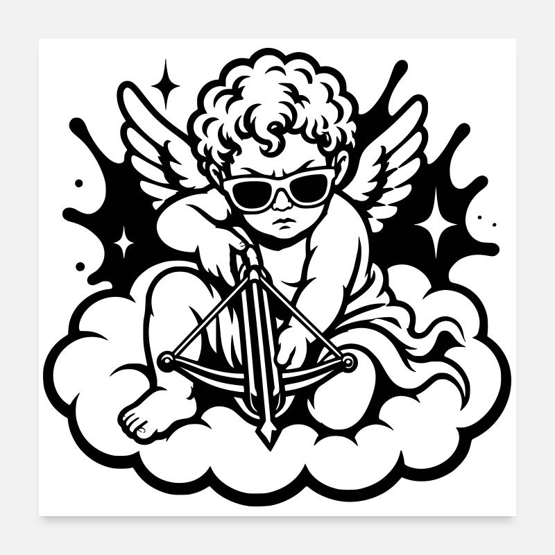 Cooler Amor mit Armbrust und Sonnenbrille Poster 60x60 cm