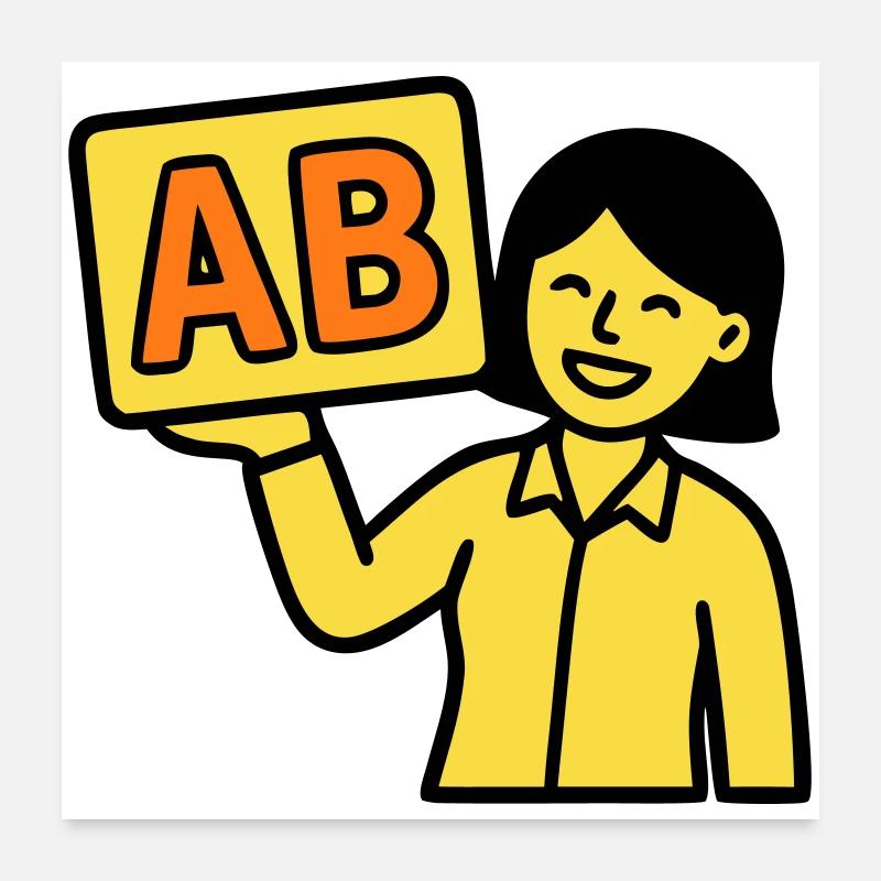 Lehrerin Grundschule ABC Vektor Poster 60x60 cm