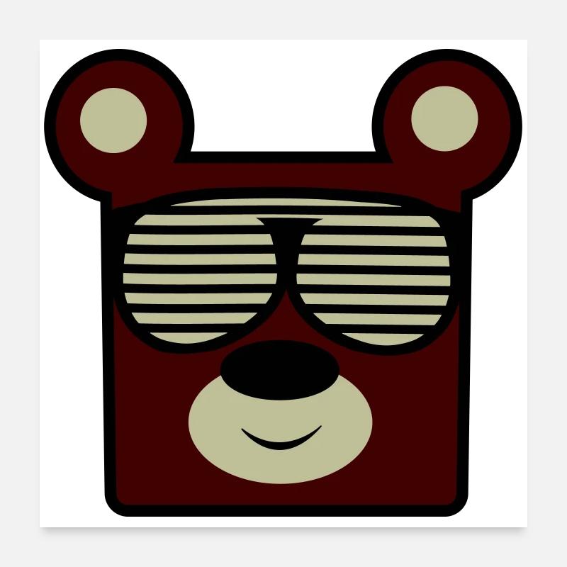 Bear with retro sunglasses Poster 24" x 24" (60x60 cm)