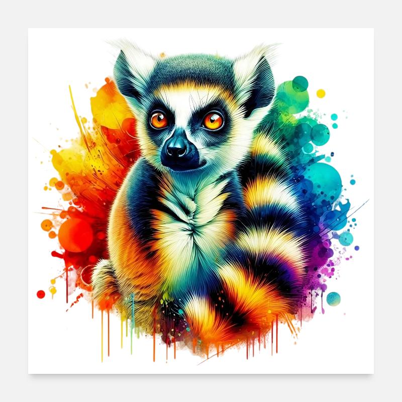 Lémurien - Poster 60 x 60 cm - blanc