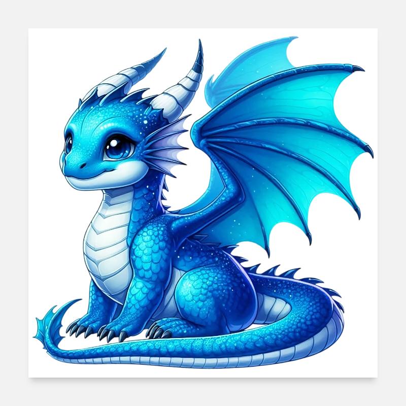 Drache - Poster 60x60 cm - Weiß