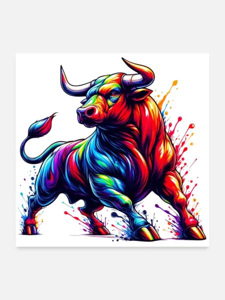 Taureau - Poster 60 x 60 cm - blanc - Devant