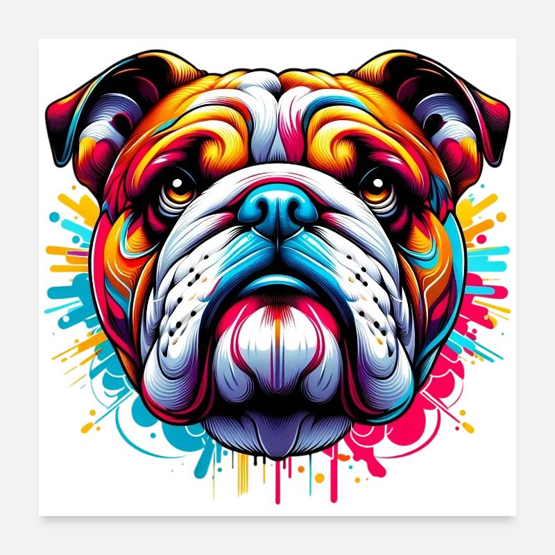 Bouledogue anglais Chien Poster 60 x 60 cm