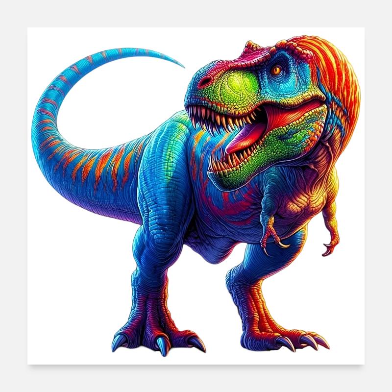 Dinosaurier - Poster 60x60 cm - Weiß
