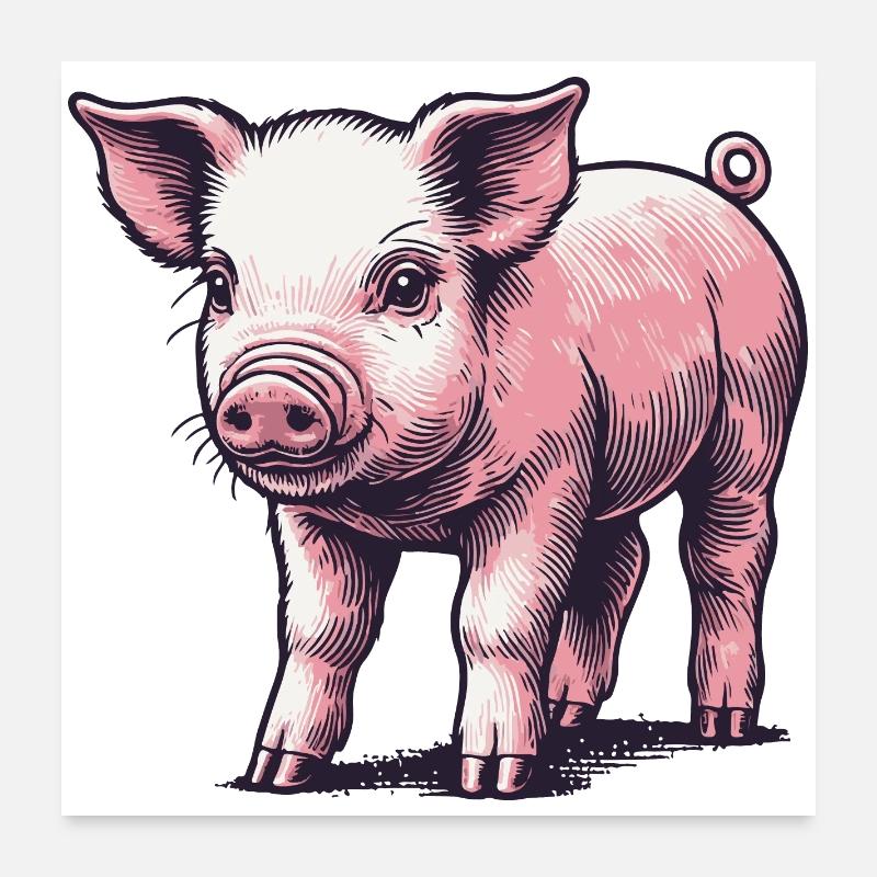 Ferkel - Poster 60x60 cm - Weiß