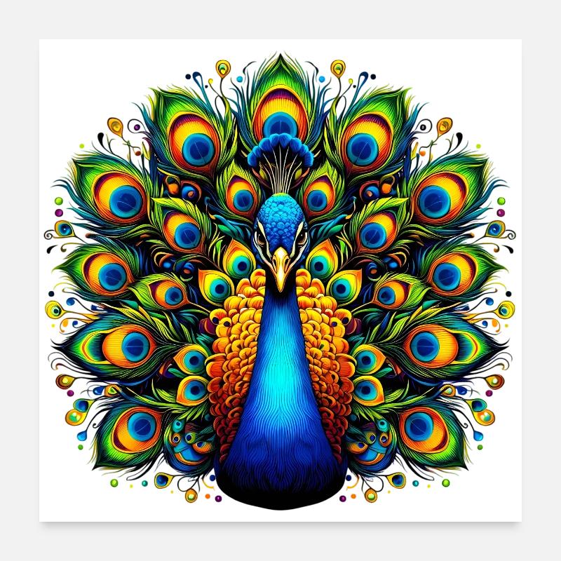 Peacock Poster 24" x 24" (60x60 cm)