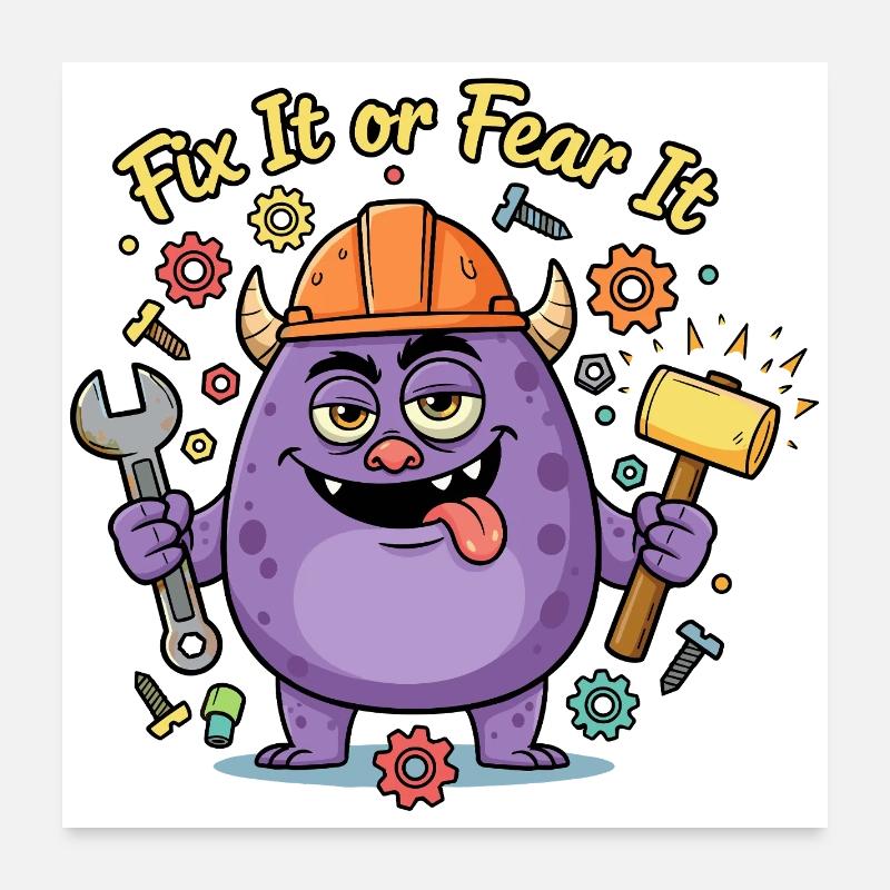 Fix It oder Fear It Bau Monster Poster 60x60 cm