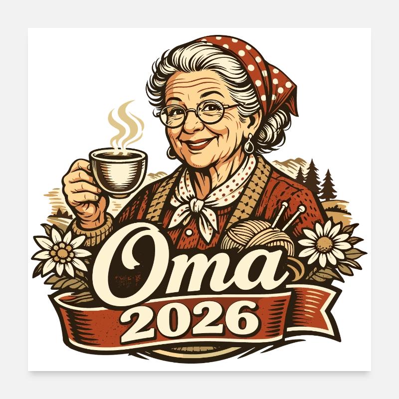 Oma 2026 Loading Geschenk Enkelkind  Poster 60x60 cm