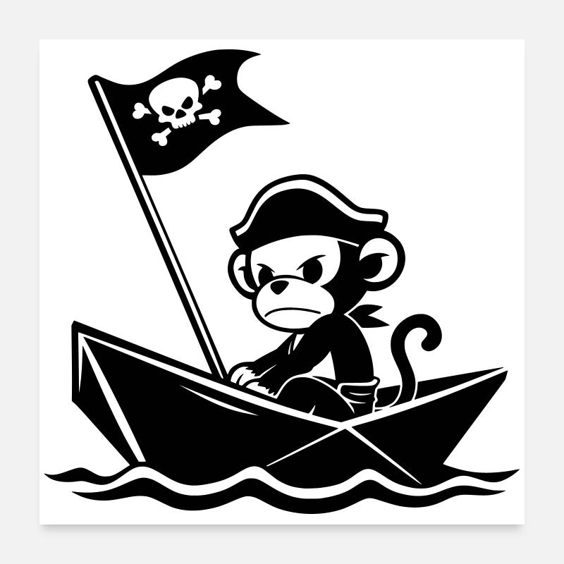Wütender Piratenaffe im Boot Poster 60x60 cm