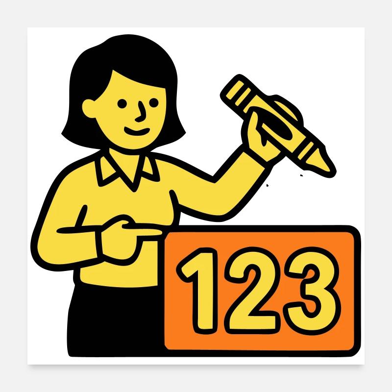 Lehrerin Mathe 123 Schule Poster 60x60 cm