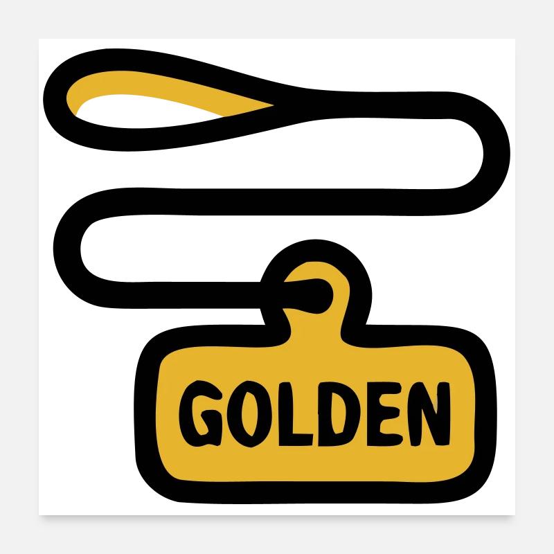 Dog Leash Golden Retriever Walk Poster 24" x 24" (60x60 cm)