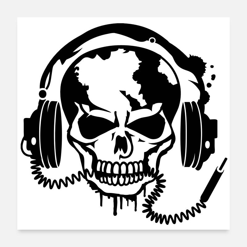Un crâne avec un casque Poster 60 x 60 cm